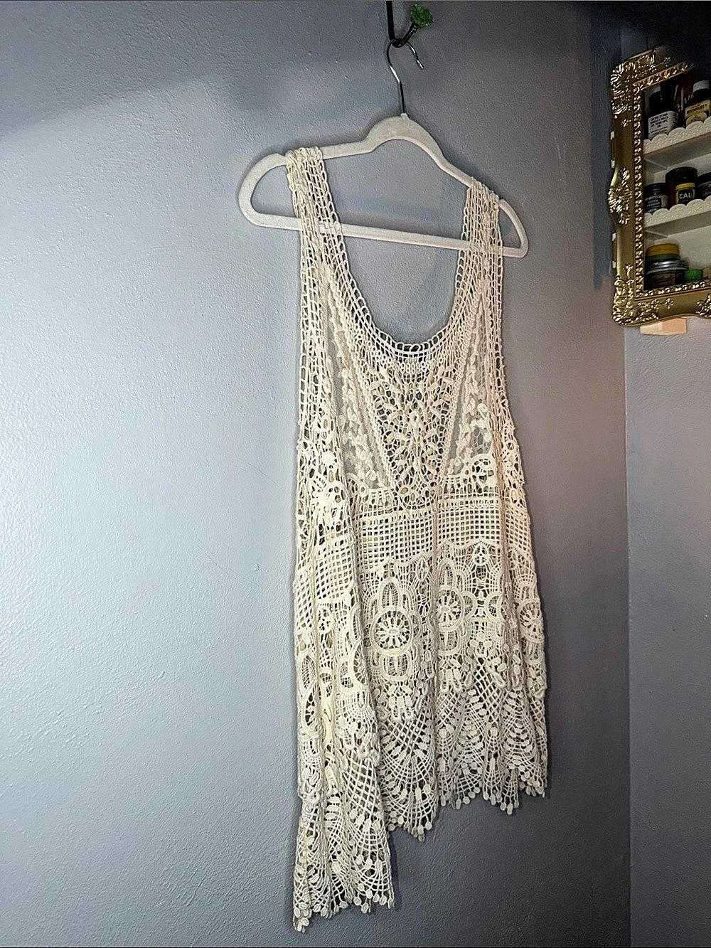 Simply Noelle Crochet Lace Tank Top in Cream XXL Like New